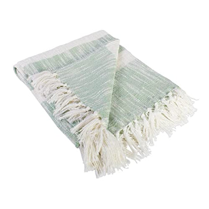 DII Mid-Century Modern Slub Stripe Woven Throw, Mint, 50x60 - color: Mint