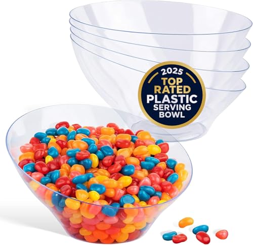 20oz Clear Plastic Serving Bowls (4 Pack) Medium Disposable Candy Dishes, Buffet Containers, Chips, Popcorn, Snacks, Mints, Salad Bar, Snack Bowl, Parties, Office Desk, Bridal Shower, Party Supplies - color: Clear, size: 20 oz