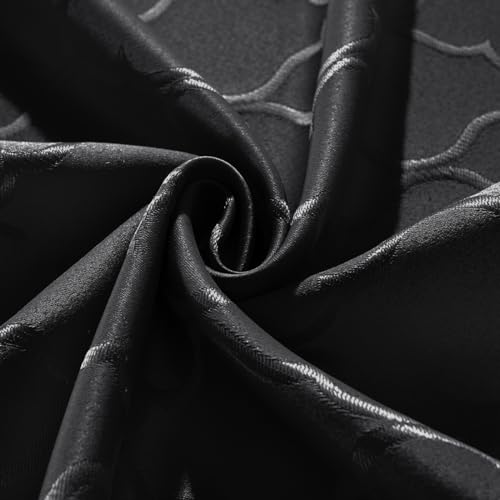 SASTYBALE Jacquard Tablecloth Rectangle, 60" x 102", Black | Damask Fabric, Water Resistant, Wrinkle Free Polyester, 8-10 Seats for Halloween Party, Kitchen Dining, Holiday Banquet Use - color: Black, size: 102" x 60" (Rectangular)