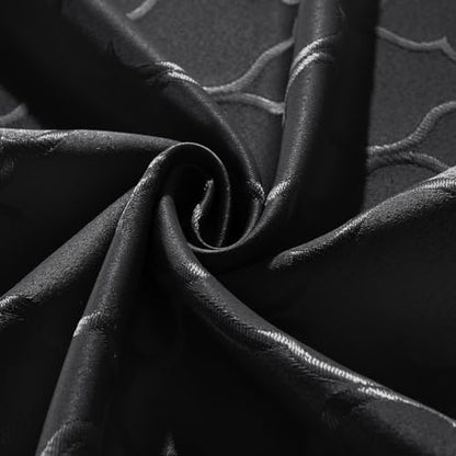SASTYBALE Jacquard Tablecloth Rectangle, 60" x 102", Black | Damask Fabric, Water Resistant, Wrinkle Free Polyester, 8-10 Seats for Halloween Party, Kitchen Dining, Holiday Banquet Use - color: Black, size: 102" x 60" (Rectangular)
