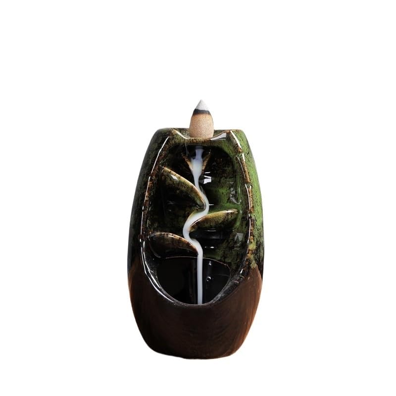 Backflow Incense Burner Ceramic Backflow Incense Burner Aromatherapy Burner Home Incense Burner Ornaments Home Incense Cone Incense Burner Aromatherapy Ornament Incense Waterfall(E) - color: E