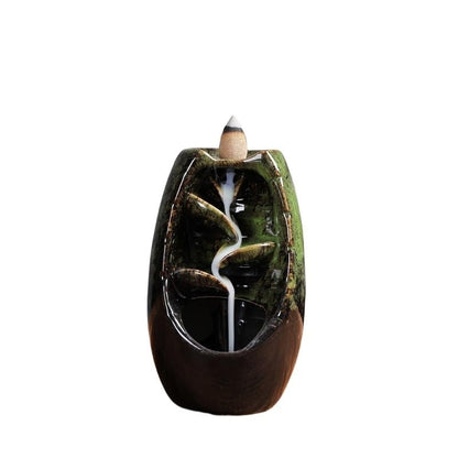 Backflow Incense Burner Ceramic Backflow Incense Burner Aromatherapy Burner Home Incense Burner Ornaments Home Incense Cone Incense Burner Aromatherapy Ornament Incense Waterfall(E) - color: E
