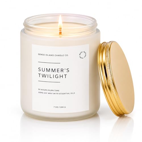 Summer's Night Scented Candles for Mid Summer Twilight | Natural Soy Candle 7oz, up to 50 Hrs Burn Time Highly Scented Giftable - color: Summer's Twilight
