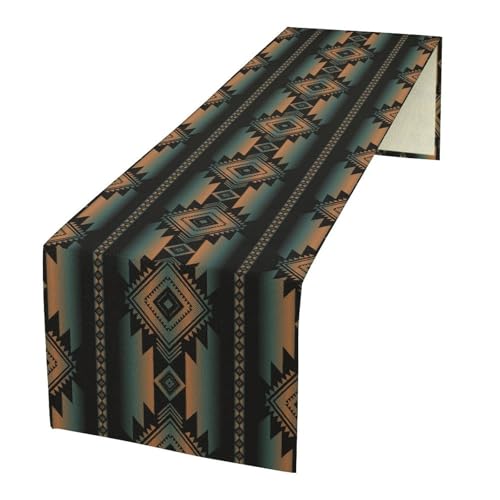 Retro Aztec Table Runner, American Southwest Traditional Tribal Geometric Art Printed Runner for Home Kitchen Dining Table Party 13x36in - color: Aztec-6, size: 13x36in