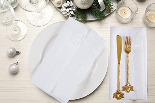 Ramanta Home White Polyester Cloth Napkins Set of 12-18x18 Inches | Polyester Blend Washable Dinner Napkins for Everyday Use - color: 4 White, size: 20" x 20" (Set of 12)