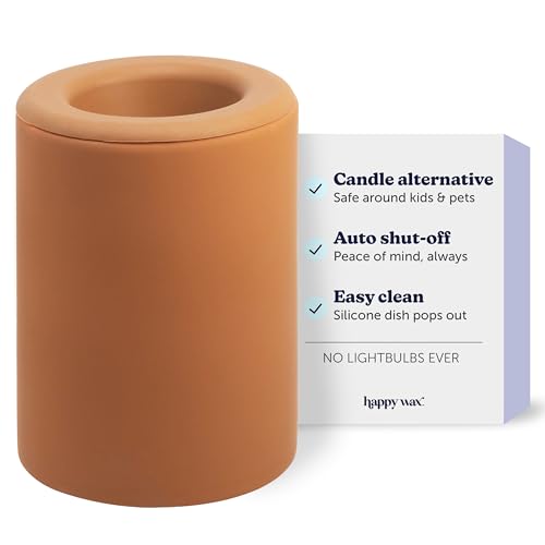 Happy Wax Mod Wax Melt Warmer with 3, 6, and 9 Hour Timer for Scented Wax Melts, Tarts & Cubes - Electric, Ceramic Wax Melter with Removable No Mess Silicone Wax Dish, Clay Color - color: Clay