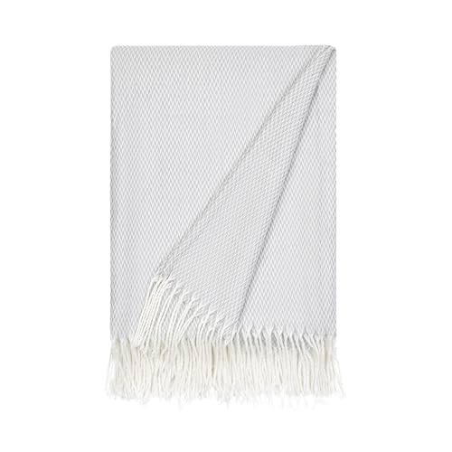 Merit Linens Herringbone Throw Blanket - One Size Light Gray - color: Herringbone Light Gray
