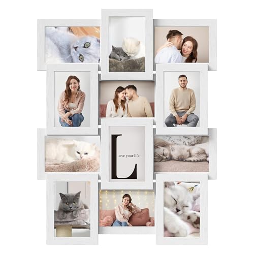 SONGMICS Collage Picture Frames, 4x6 for Wall Decor, Multi Family Photo for Gallery Decor, Glass Front, Set of 12, Cloud White URPF026W01 - color: Cloud White