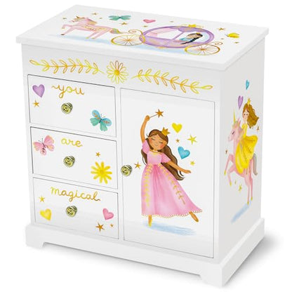 Giggle & Honey® Princess Musical Jewelry Box for Girls | Kids Music Box with Drawers, Fairytale Gifts for Girls Birthday, Princess Jewelry Boxes for Ages 3-10 - style: Perfect Princess
