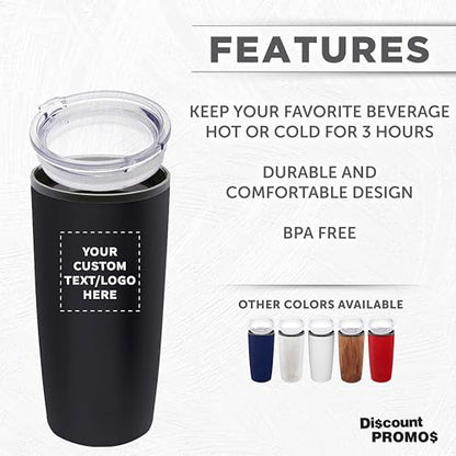 Custom Plastic Tumblers 20 oz Set of 6/12/24 Personalized Bulk Pack with Lids, Ice Coffee Tumbler, To Go Cup Insulated - Black - color: - Custom – Black