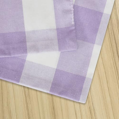 Lilac & White 2 Side Cotton Buffalo Check Placemats Set of 4 Heat Resistant Dining Table Place Mats for Kitchen Table 12 x 18 inches - color: Plaids Lilac & White, size: Rectangular Placemats 12" x 18"