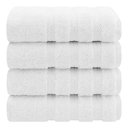 American Soft Linen 100% Cotton Luxury Turkish Towels, 4 PC Hand Towel Set | Soft Absorbent Quick Dry OEKO Tex Standard 100 Certificated Durable Machine Washable Premium Hotel Quality - color: Bright White, size: 16"x28"
