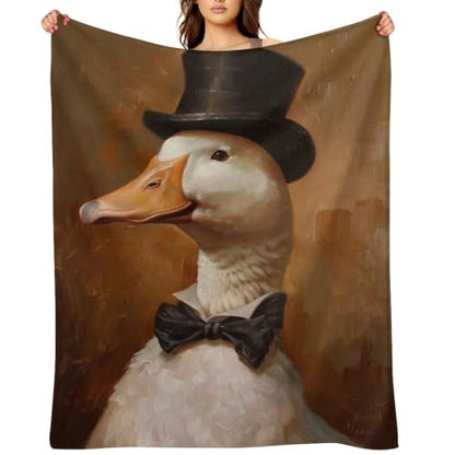 Gentleman Duck 02 Flannel Blankets Fleece Soft Throw Lightweight Plush Gifts for Couch, Bed, Cozy Sofa Plush, Chair, Lovers 40x50in(100x125cm) - color: Style-28, size: 40x50in(100x125cm)