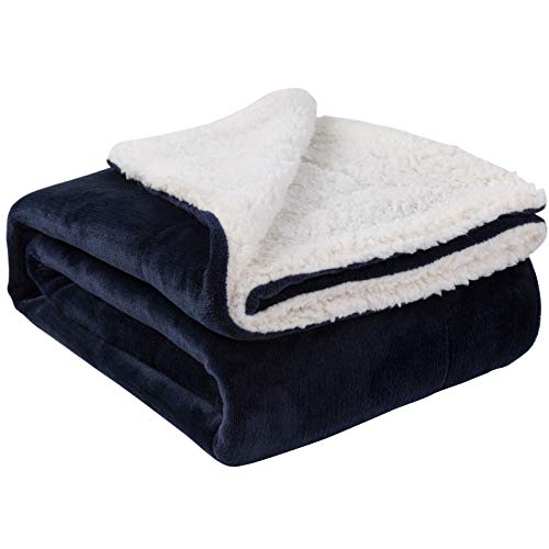 NANPIPER Sherpa Blankets Navy Blue - color: Navy Blue, size: Twin