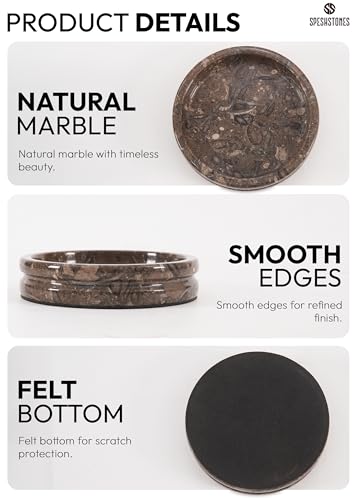 Marble Jewelry Dish, 5" Handmade Trinket Ring Tray | Handmade Stone holder for earrings, necklaces, keys & candles, Catchall dish for vanity, nightstand & gift for women - color: Oceanic