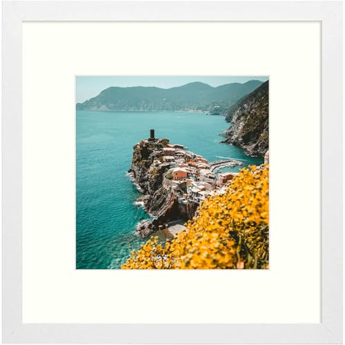 Frametory 12x12 White Picture Frame, Display Pictures 8x8 with Mat or 12 by 12 Without Mat, Square Wall Frame for Print and Diamond Painting - Wide Molding (12x12, White) - color: White, size: 12X12 - 8X8