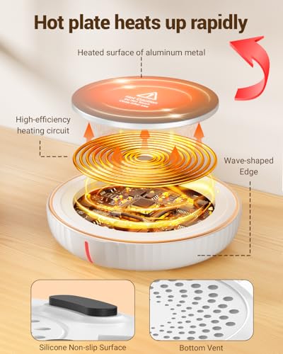 HouseGem Large Candle Warmer Plate - Coffee Cup Mug Warmer for Desk, Candle Melter, Electric Mug Heater for Beverages, Milk & Tea, Coffee Accessories Ideal Gifts Keep Cup Warm (White) - color: White