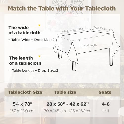 Rectangle Table Cloth Elegant Gold Vine Flower PVC Waterproof Spill-Proof Vinyl Fitted Microfiber Tablecloths Wipeable Washable Stain-Resistant Table Cover Dining Christmas (Antique Brass,54" X 78") - color: Antique Brass