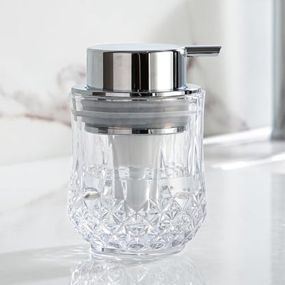 Enra Glass Foaming Soap Dispenser,Foam Hand Soap Dispenser with Silver Pump | Refillable Foam Hand Soap Dispenser with Pump .Ideal for Kitchen Countertops,Vanities and Sink Areas Modern Style. - color: Clear-silver Foam Pump