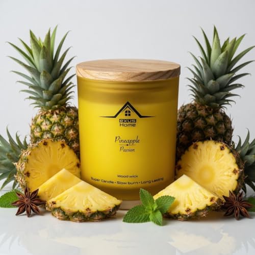 Hand Crafted, Soy Wax, Wood Wick, Aromatic Candle. Non-Toxic (Pineapple/Passion)