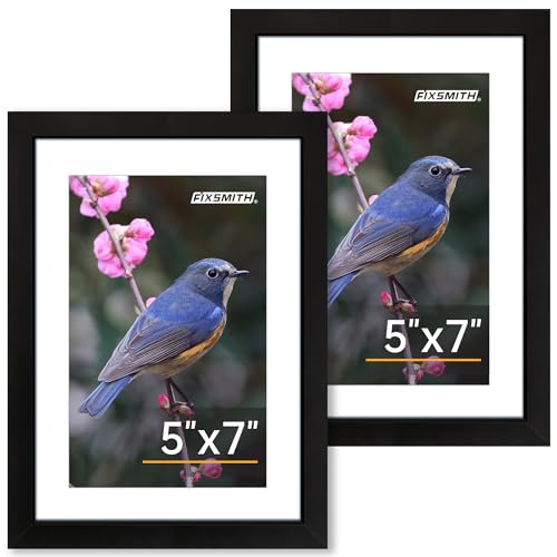 5x7 Picture Frame Set of 2, Photo Frame with HD Plexiglass, Display Pictures 4x6 with Mat or 5x7 Without Mat Multi Picture Frames Collage for Tabletop or Wall Display, Black - color: Black, size: 5"×7"