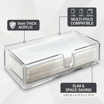 Acrylic Paper Towel Holder, Clear Countertop Napkin Dispenser | Trifold, Multifold, C-Fold Towels & Napkins - color: Z - Acrylic Small, size: Guest Towel Holder