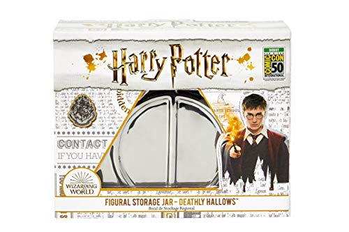 Harry Potter Deathly Hallows Silver Trinket Box - Ceramic Deathly Hallows Symbol Design with Lid - Great Gift for Any Fan - 12 oz