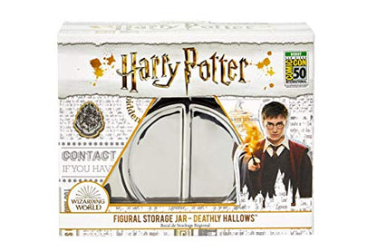 Harry Potter Deathly Hallows Silver Trinket Box - Ceramic Deathly Hallows Symbol Design with Lid - Great Gift for Any Fan - 12 oz