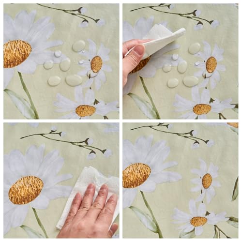 Pioggia Vinyl Tablecloth with Flannel Backing - Waterproof, Oil-Proof, Easy to Clean -Plastic Table Cloth - Perfect for Dining Tables, Kitchen Tables, Parties (Flowers Pattern, 54×54 Inch Square) - color: Flowers Pattern, size: 54" x 54" (Square)