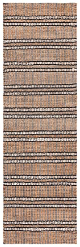 SAFAVIEH Natural Fiber Collection Runner Rug - 2'3" x 8', Black & Natural, Handmade Flat Weave Stripe Jute & Cotton Jute, Ideal for High Traffic Areas in Living Room, Bedroom (NFB651Z) - color: Black/Natural, size: 2'3" x 8' (Runner)