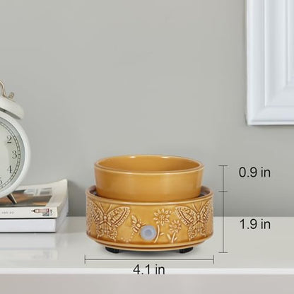 3-in-1 Wax Melt Warmer for Scented Wax, Butterfly Ceramic Wax Warmer | Fragrances Candle Oils, Home Fragrance Burner,Electric Candle Warmer for Mom Women(Yellow) - color: Yellow Butterfly