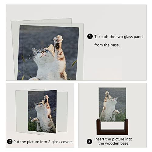 RLAVBL 5x7 Picture Frame Set of 2, Rustic Glass Photo Frames with Base for Tabletop Display - size: 5x7