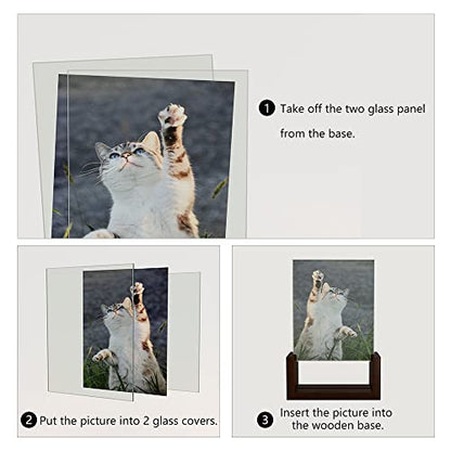 RLAVBL 5x7 Picture Frame Set of 2, Rustic Glass Photo Frames with Base for Tabletop Display - size: 5x7