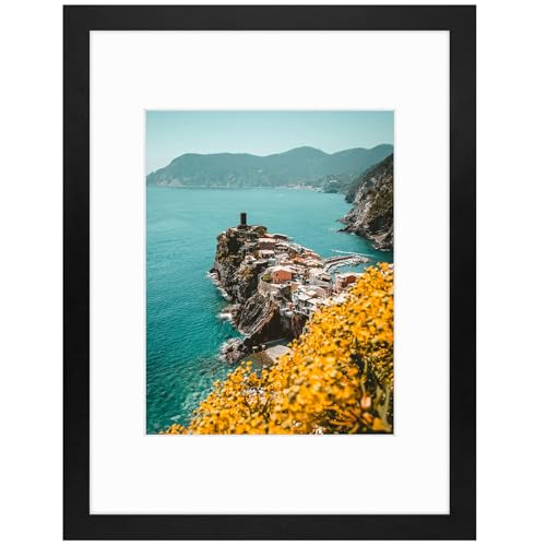 Frametory 12x16 Picture Frame Matted to 8.5x11, Black | for 12 by 16 inch Poster Print Diamond Painting Frame, Wall Mounting - color: Black, size: 12X16 - 8.5X11