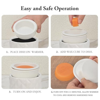 Ceramic Candle Warmer for Large Jars with 1 PC Silicone Liner | Wax Melt Warmer ,4-in-1 Electric Warmer for Jar Candle Wax Cube Essential Oil Coffee Tea Mug, Ideal Gift for Home Office - color: White Diamond