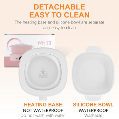 Digital Hair Removal Wax Warmer, Adjustable Temperature Waxing Machine for Women Hair Removal, Face, Bikini, Legs and Body, with Silicone Wax Pot Liner (White) - color: White