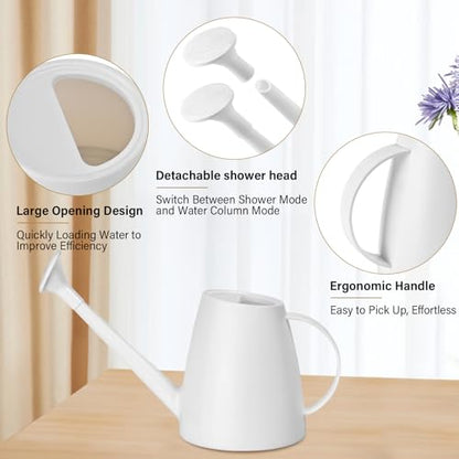 Plastic Watering Can - for Indoor and Outdoor House Plant Garden - with Long Spout - 1/2 Gallon - White - color: White