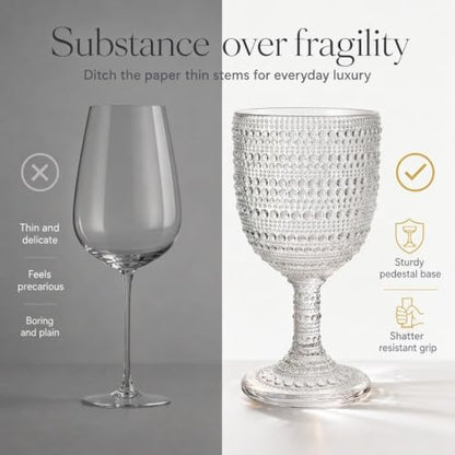 Godinger Wine Glasses Goblets, Beverage Stemmed Glass Cups - Lumina, 9oz, Set of 4