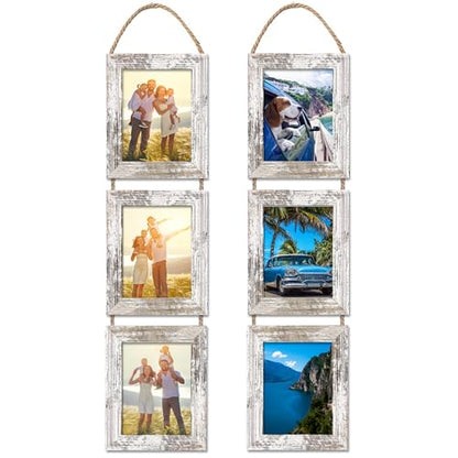 5x7 Wall Hanging Picture Frames Collage with 3 Opening White Frames 2 Pack - color: White, size: 5x7- 2 Pack