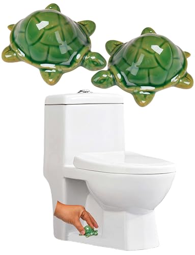 WANSHUNLMI Green Sea Turtle Toilet Floor Bolt Caps, Ceramic Sea Turtle Toilet Bolt Covers, Cute Bathroom Decor, EASY INSTALLATION and Universal Fit, Don't Cut Those Bolts! (Green Sea Turtle) - color: Green Sea Turtle