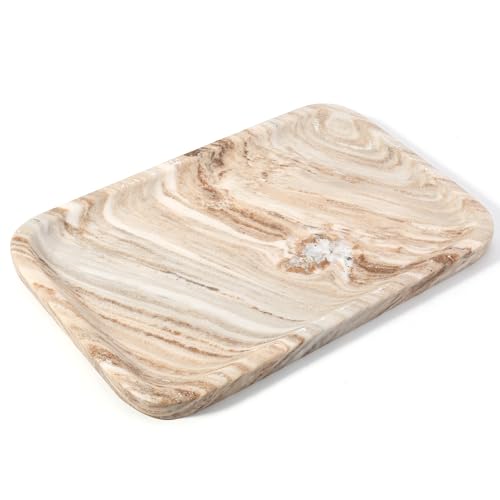 Marble Tray, 12"x8" Natural Marble Vanity Tray for Countertop Bathroom Kitchen Dresser, Decorative Catchall Trays for Perfume Jewelry, Rectangular Stone Serving Tray（Palissandro） - color: Palissandro