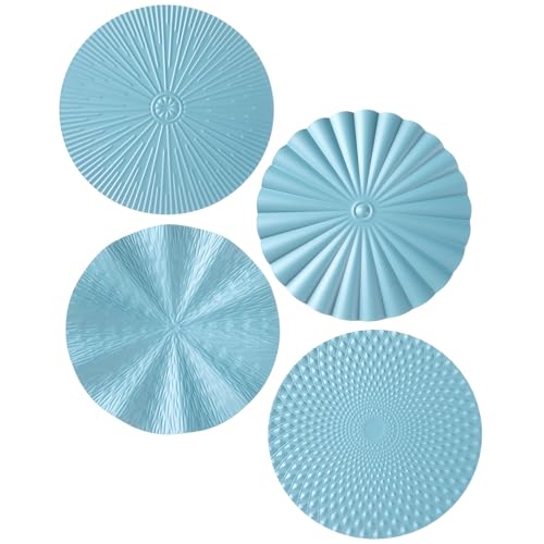 Hicarer 4 Pcs 12 Inch Blue Metal Wall Art Decor Modern Sunburst Hanging Artwork Decor Wall Decorations for Home Bedroom Bathroom Living Room Office Sculpture - color: Ocean Blue