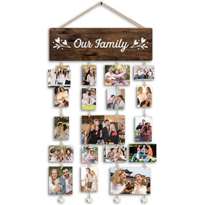 Family Photo Frame Gifts,Mothers Day Gift for Mom Women, Our Family Picture Frame, Housewarming Wedding Gifts for Couples, Farmhouse Rustic Wood Hanging Photo Wall Table Top Frames - color: Family - Our Family