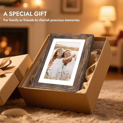 Hongkee 3.5x5 Picture Frame with Real Glass Wood Frame(Rustic Brown, 1 Pack) - color: Rustic Brown, size: 3.5X5 in