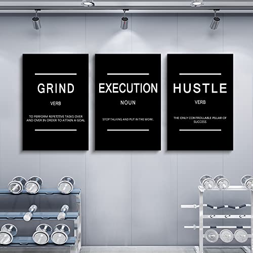 Framed Canvas Wall Art Success Quote, Office Wall Art, Black Large Poster, Positive Motivational Set of 3 Prints, Execute Failure Definition, Inspirational Print (B-3pcs,20x30inchx3pcs) - color: B-3pcs, size: 20x30inchx3pcs