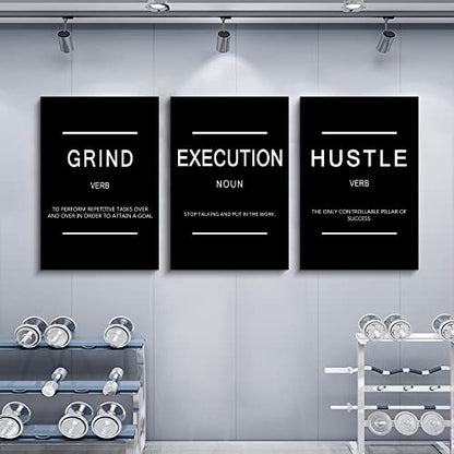 Framed Canvas Wall Art Success Quote, Office Wall Art, Black Large Poster, Positive Motivational Set of 3 Prints, Execute Failure Definition, Inspirational Print (B-3pcs,20x30inchx3pcs) - color: B-3pcs, size: 20x30inchx3pcs