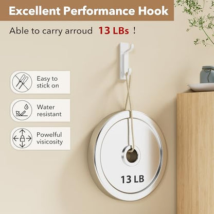 pickpiff 13LB Strong Stick-On Hooks for Coats and Towels, White 4 Pack - color: White, size: 4 Pack