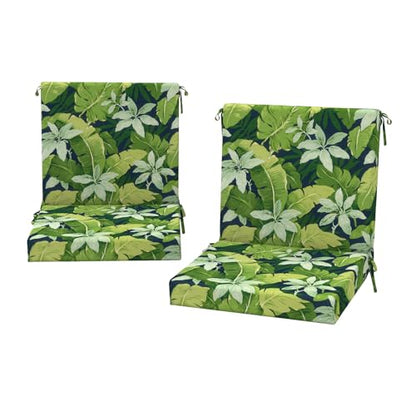 DYTXIII Outdoor Midback Chair Cushions Set of 2-20"x17" Water Repellent & Fade-Resistant Patio Seat Cushions with High-Resiliency Foam, Non-Slip Ties for Dining, Balcony Furniture-Jungle Leaves - color: Jungle Leaves