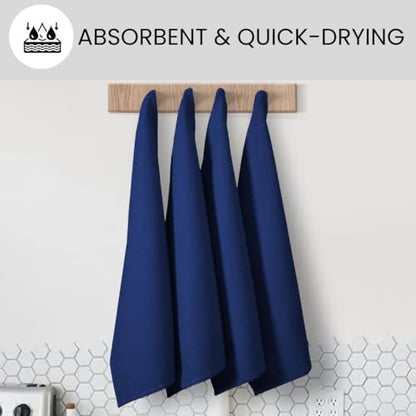Waffle Kitchen Towels Large 16x26 inch 100% Cotton Set of 4 - Soft Absorbent Washable Tea Towel for Kitchen - Dish Cloths Quick Drying - 320 GSM Quality Dish Towel Blue - color: Blue