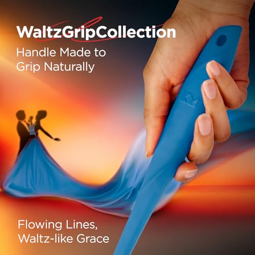 Kitchen Mama WaltzGrip Platinum Silicone Jar & Can Spatula Set, Blue | Heat-Resistant, Dishwasher Safe, Ergonomic Grip, Perfect for Mixing and Scraping, Nonstick Cookware - color: Blue
